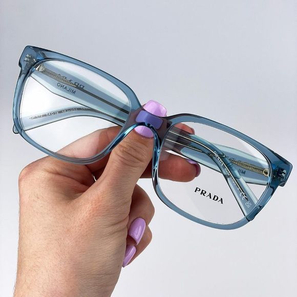 Prada PR17ZV 16J1O1 Eyeglasses Crystal Blue Square Women - Picture 4 of 11